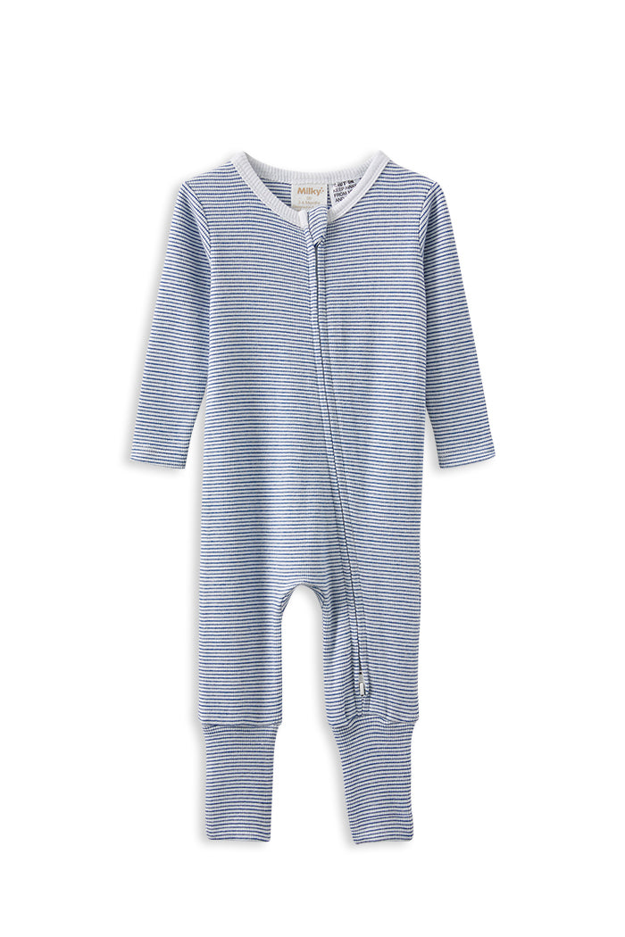 Blue Stripe Zip Romper