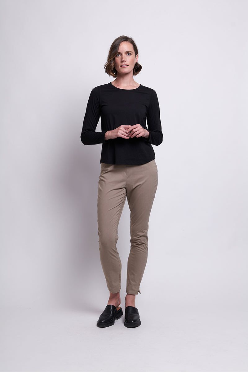 LONG SLIM TRAPEZE PANT - LATTE