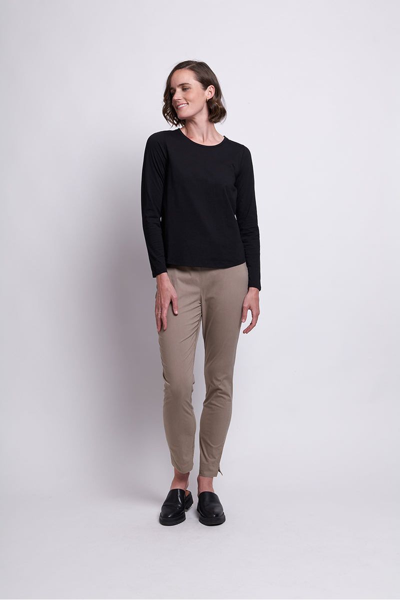 LONG SLIM TRAPEZE PANT - LATTE