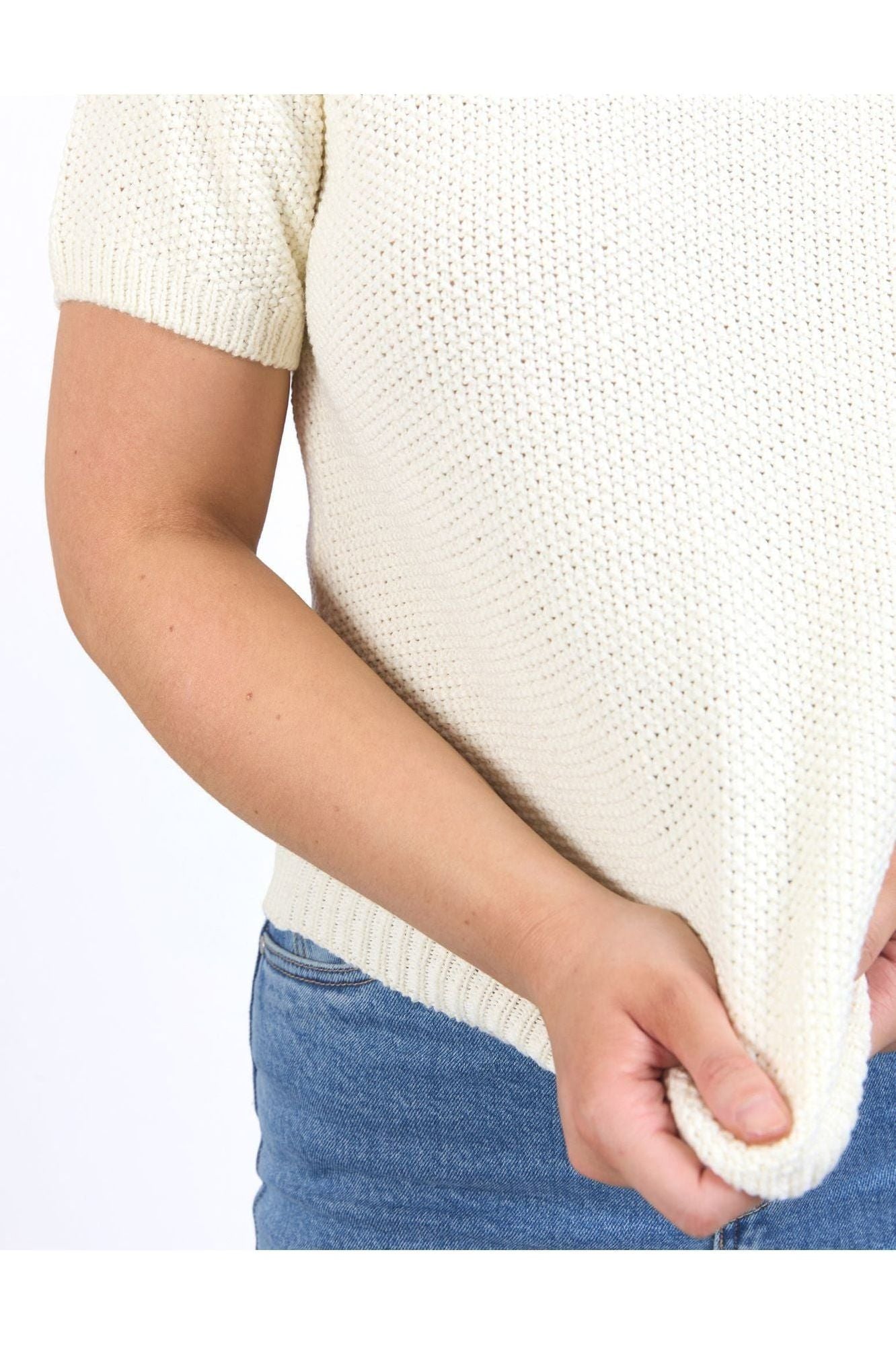 BLAIR SHORT SLEEVE KNIT - VINTAGE WHITE