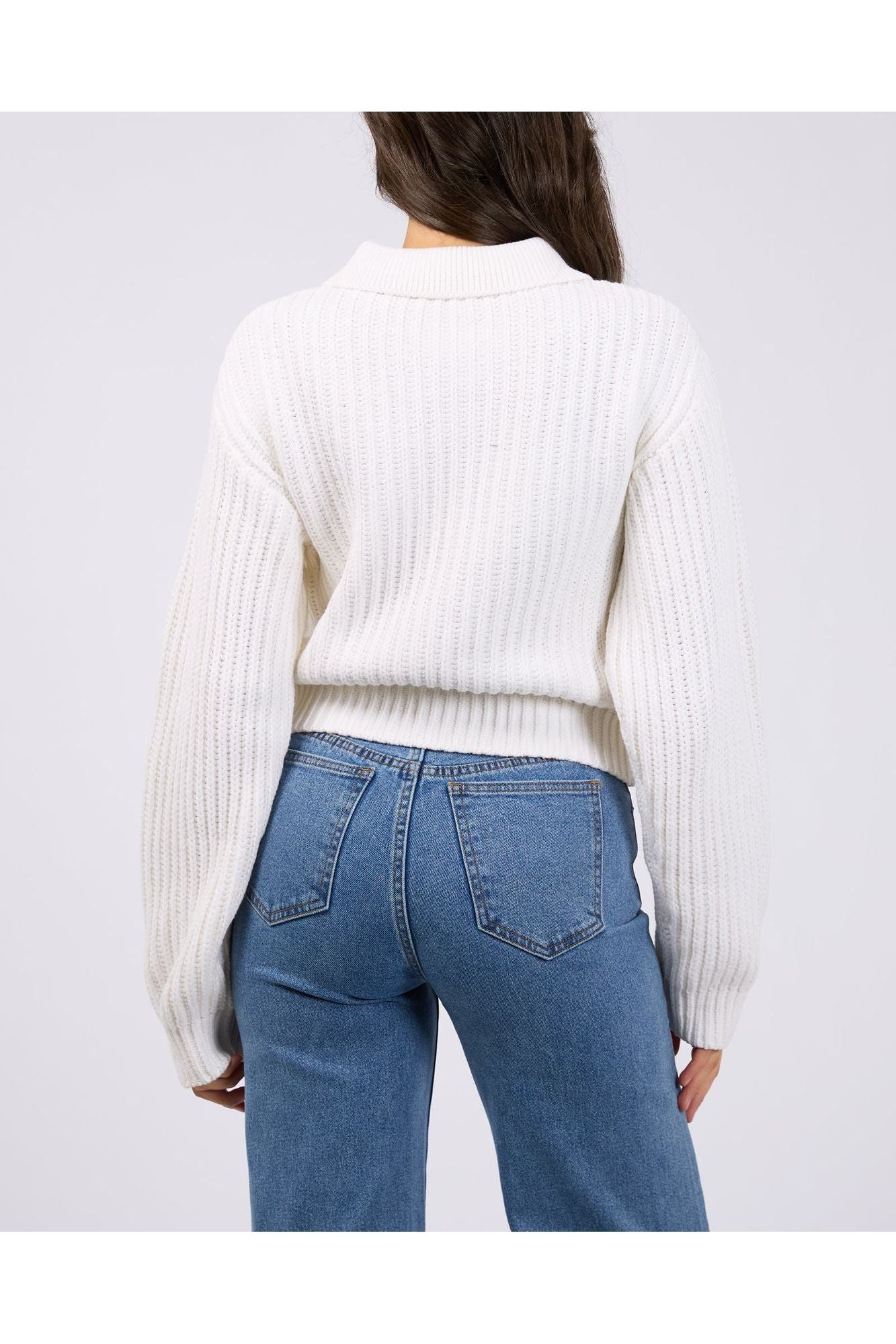 SOHO KNIT ZIP THROUGH - VINTAGE WHITE