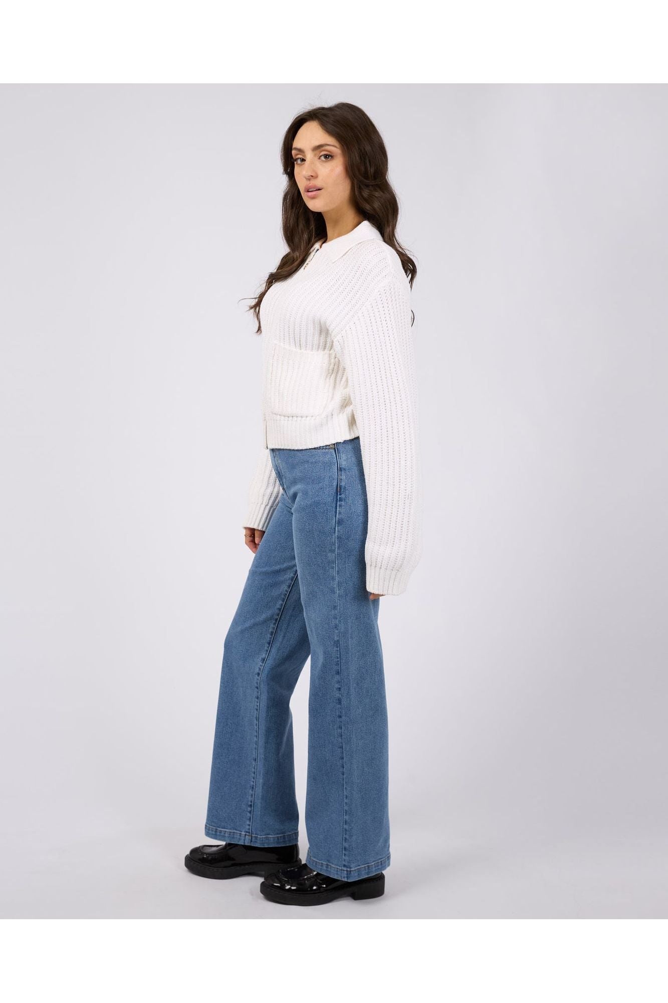 SOHO KNIT ZIP THROUGH - VINTAGE WHITE