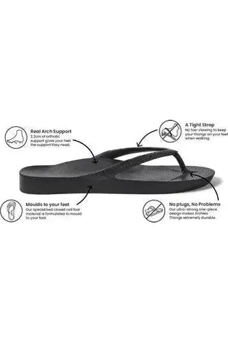 Archies Arch Support Thongs - Black