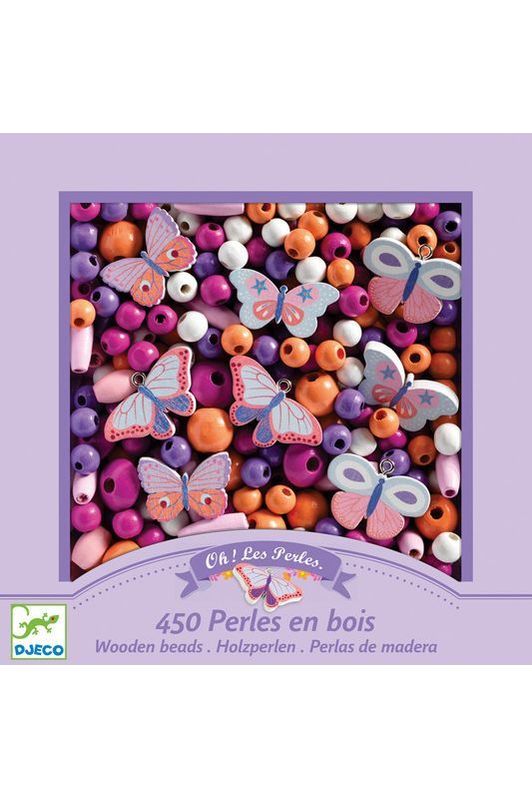 Butterfly Wooden Beads - purple