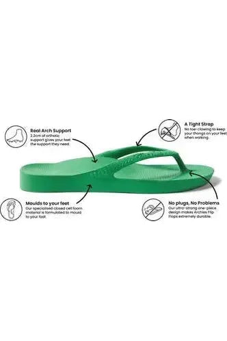 Archies Arch Support Thongs - Kelly Green