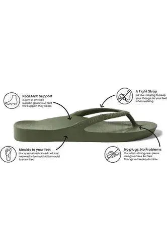 Archies Arch Support Thongs - Khaki