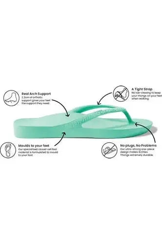 Archies Arch Support Thongs - Kids -Mint