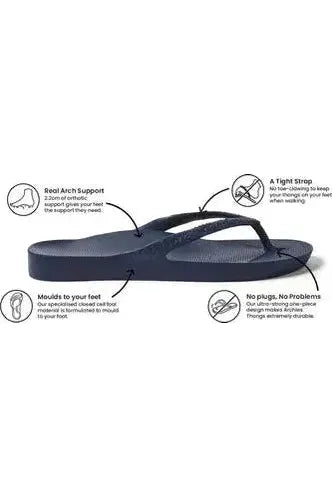 Archies Arch Support Thongs - Navy