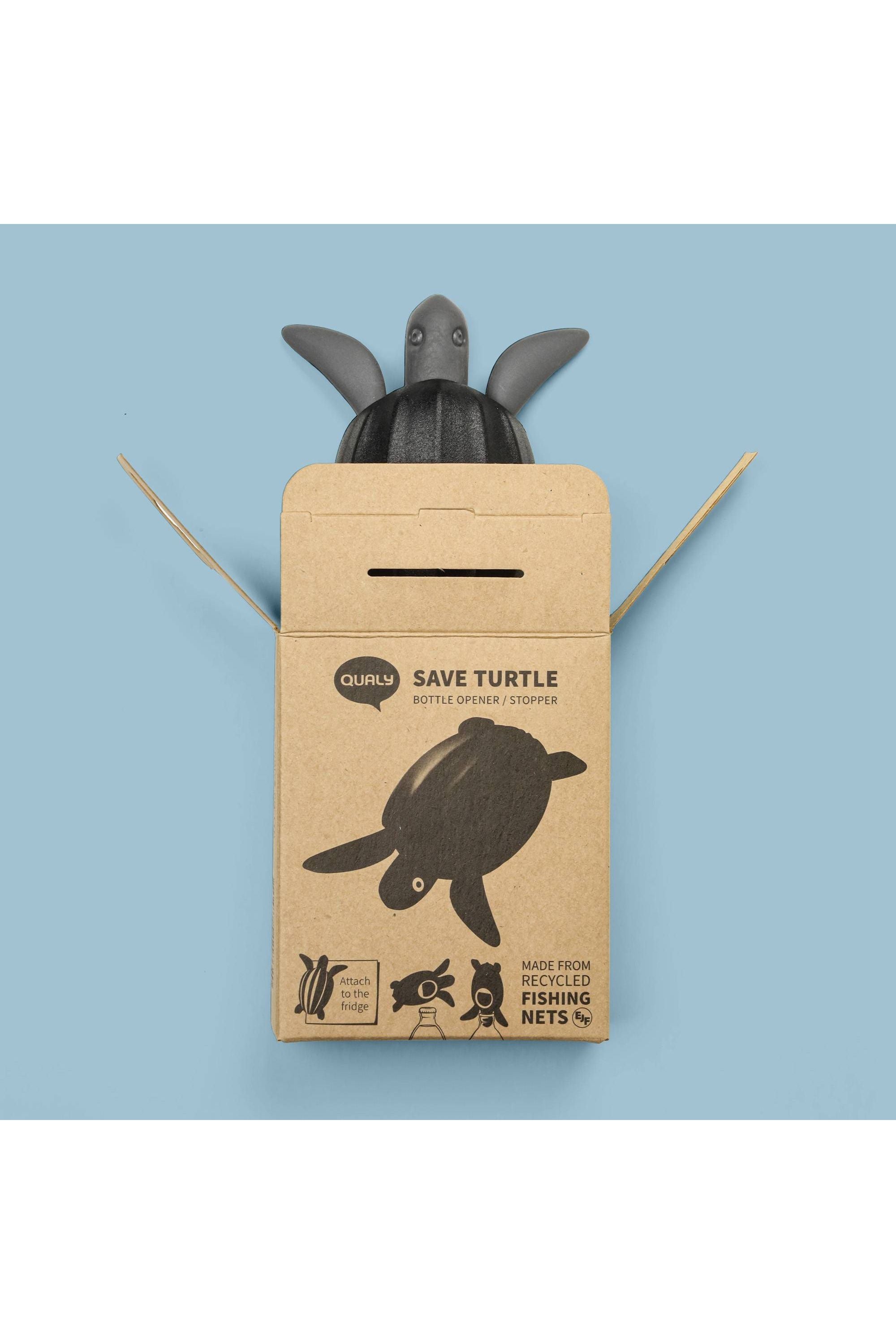 TURTLE BOTTLE STOPPER & OPENER - BLACK/GREY