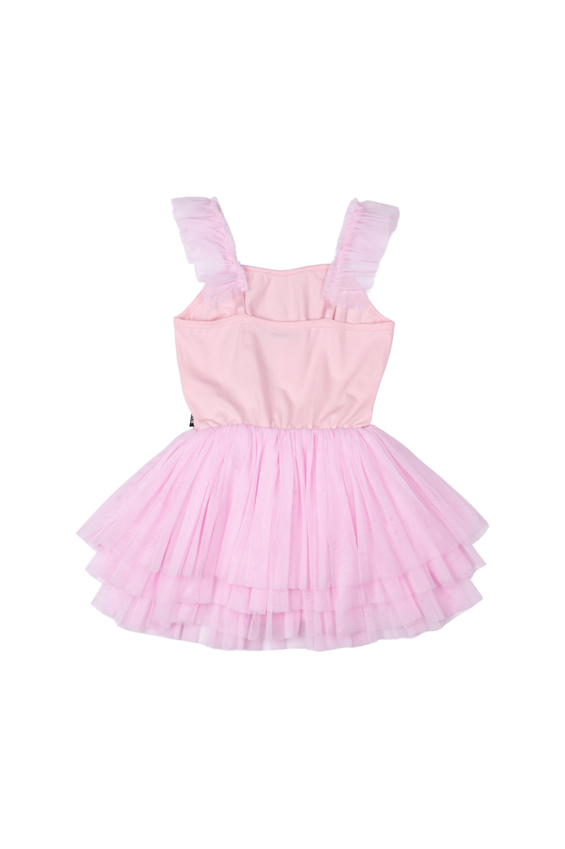 PINK STRIPE SEQUIN TULLE LEOTARD DRESS