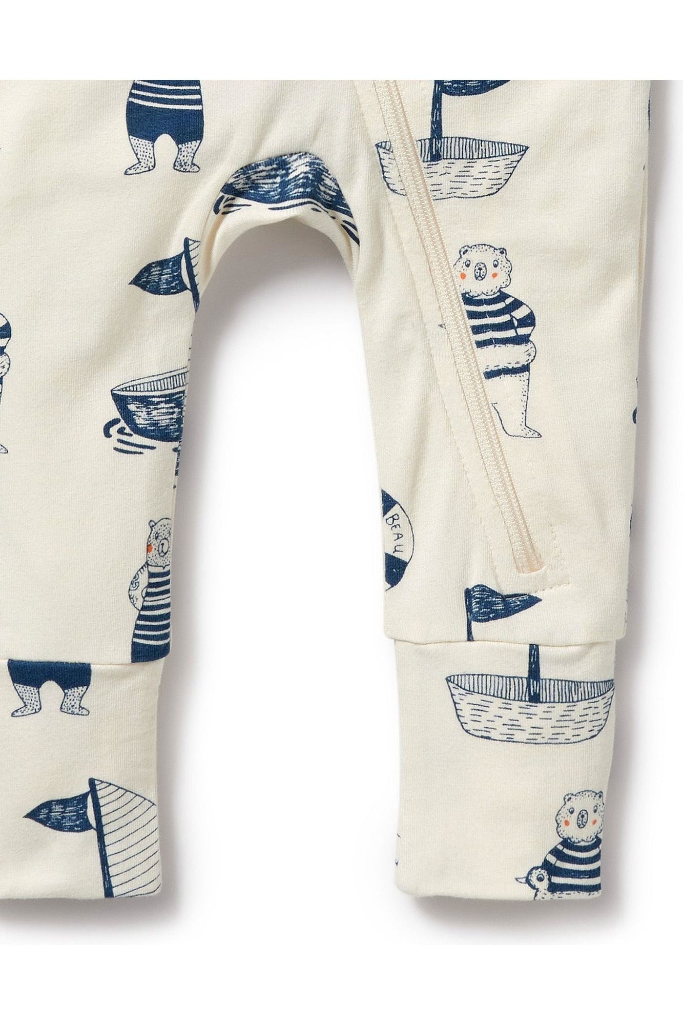 Nautical Bear Organic Zipsuit with Feet