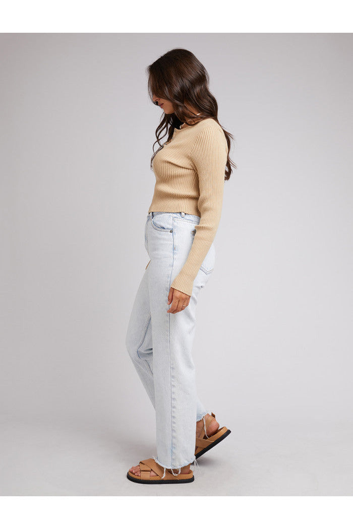 ALLANA RIB TOP - OATMEAL