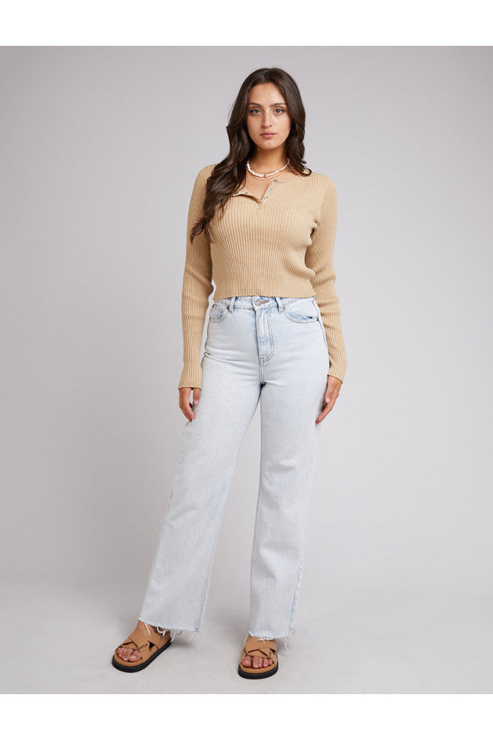 ALLANA RIB TOP - OATMEAL