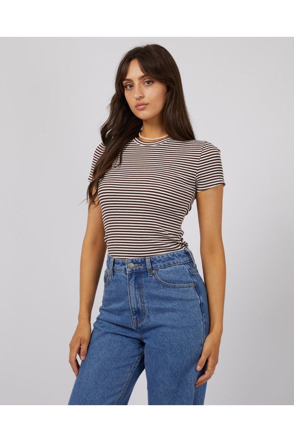 EVE RIB STRIPE TEE - BROWN