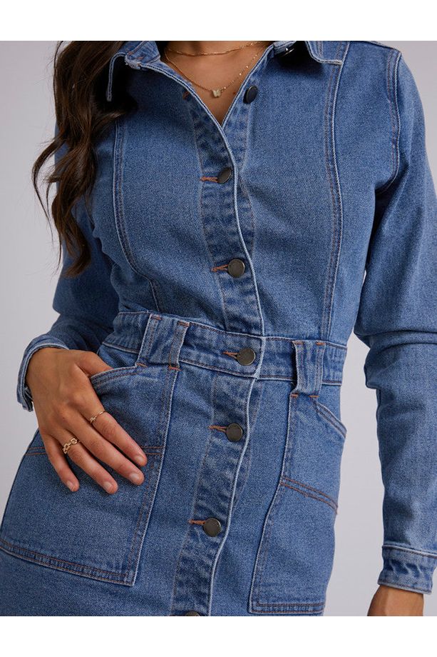 KAYLA DENIM DRESS - BLUE