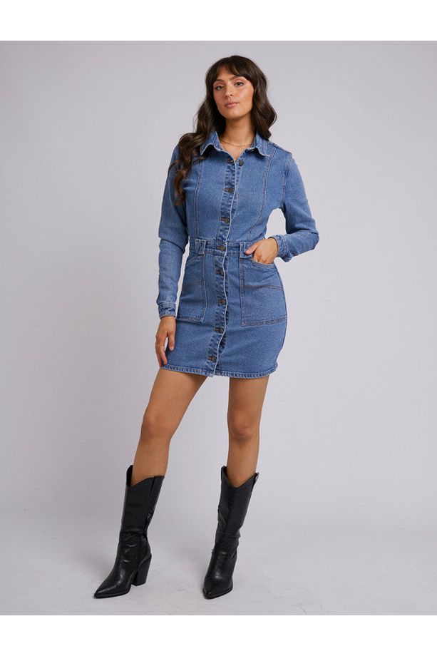 KAYLA DENIM DRESS - BLUE