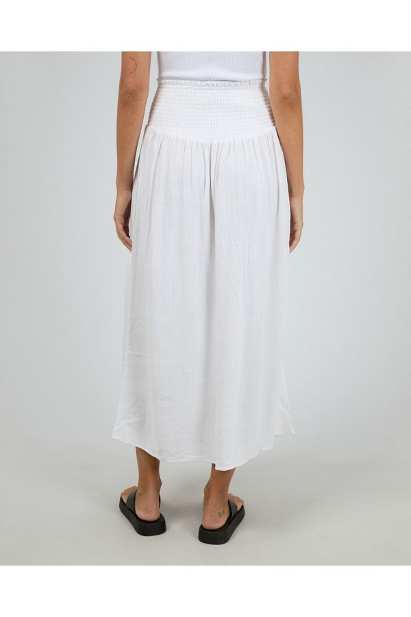 LUXE LINEN SHIRRED MAXI SKIRT - VINTAGE WHITE