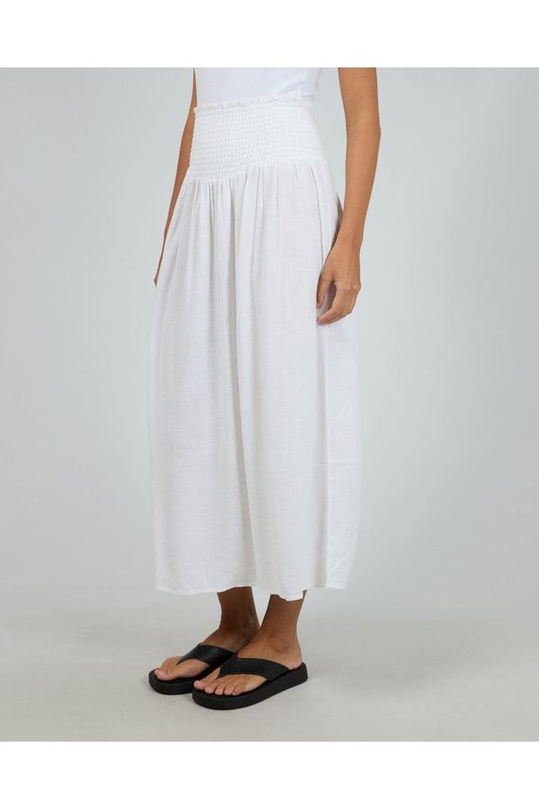 LUXE LINEN SHIRRED MAXI SKIRT - VINTAGE WHITE